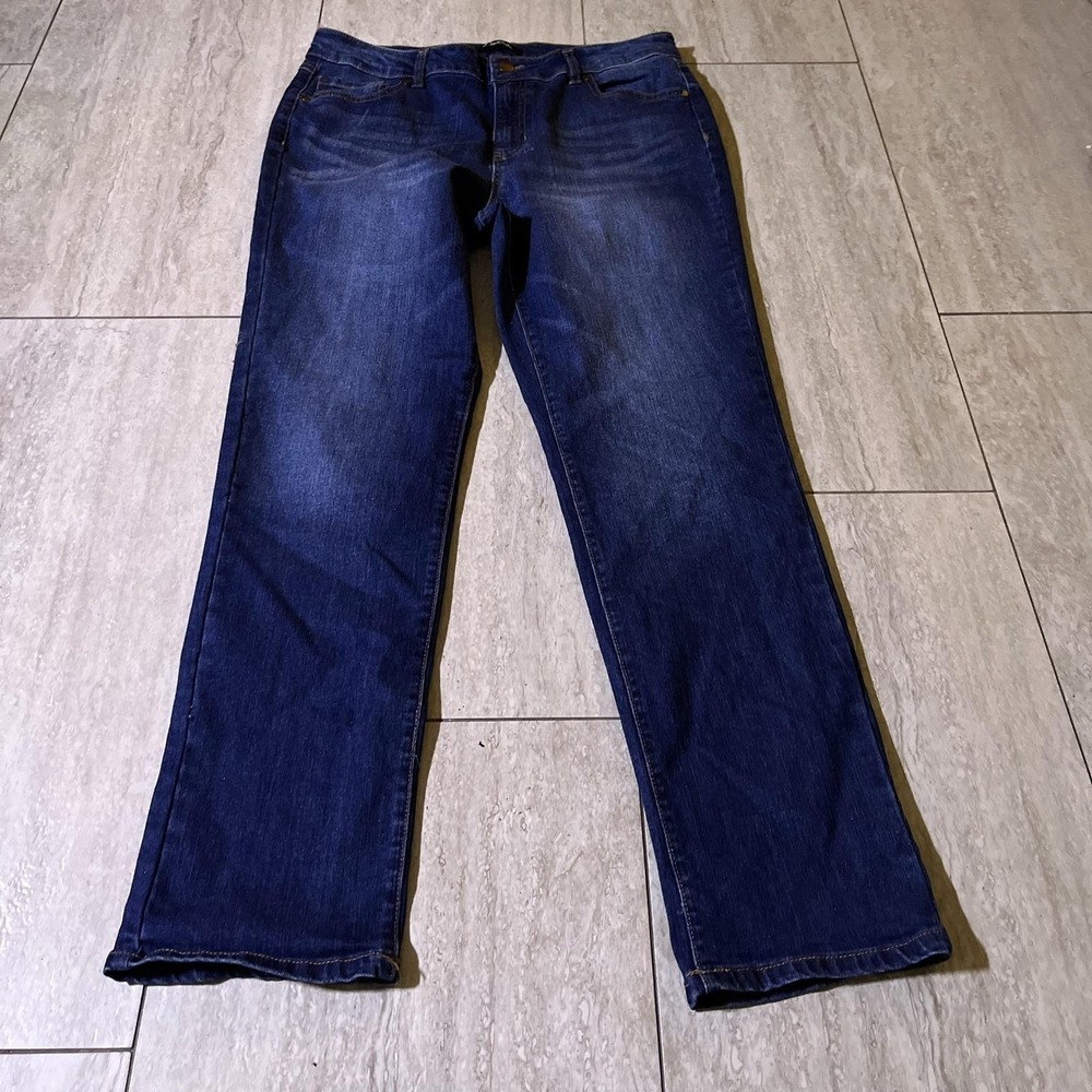 D. Jeans Jeans Womens 12 Blue Straight Leg Medium Wash Stretch Denim Regular Fit